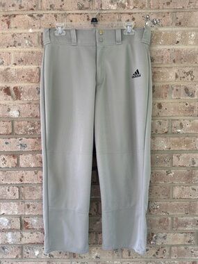 Men’s Adidas Aeroready Baseball Softball Open Bottom Pants - Gray - Medium